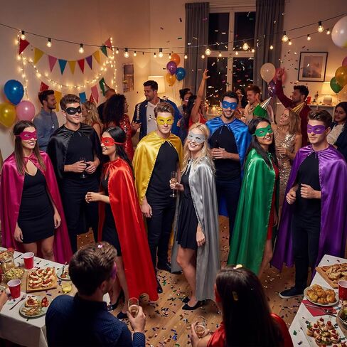 Adult Super Hero Cape and Mask, Halloween Costume Adult Cape Superhero Party Cape, Birthday Dress Up Party Gift in Kuwait