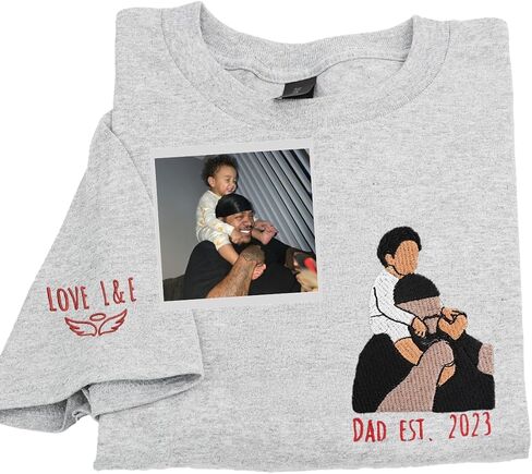 Custom Embroidered Dad Shirt – Personalized with Photo Gift for New Dad, First Father’s Day, or Birthday in Saudi Arabia