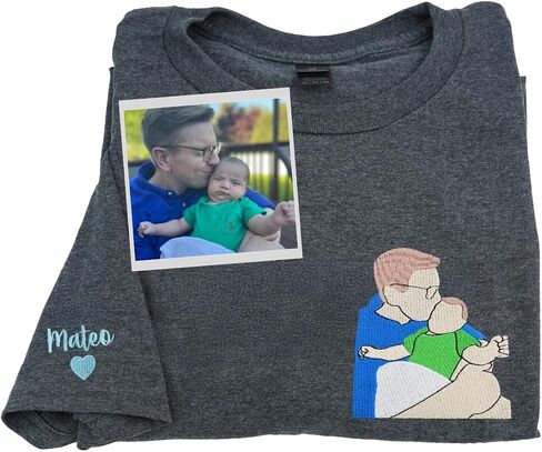 Custom Embroidered Dad Shirt – Personalized with Photo Gift for New Dad, First Father’s Day, or Birthday in Saudi Arabia