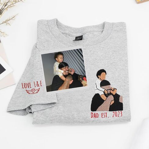Custom Embroidered Dad Shirt – Personalized with Photo Gift for New Dad, First Father’s Day, or Birthday in Saudi Arabia