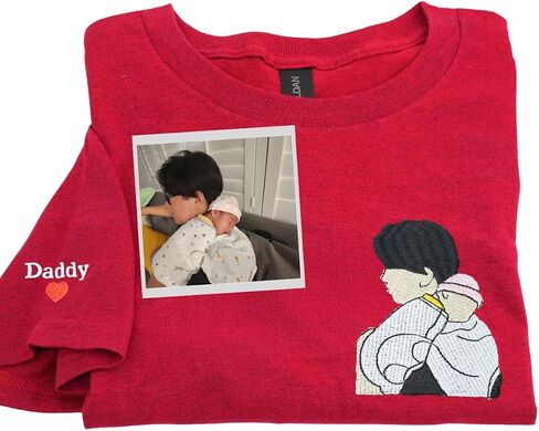 Custom Embroidered Dad Shirt – Personalized with Photo Gift for New Dad, First Father’s Day, or Birthday in Saudi Arabia