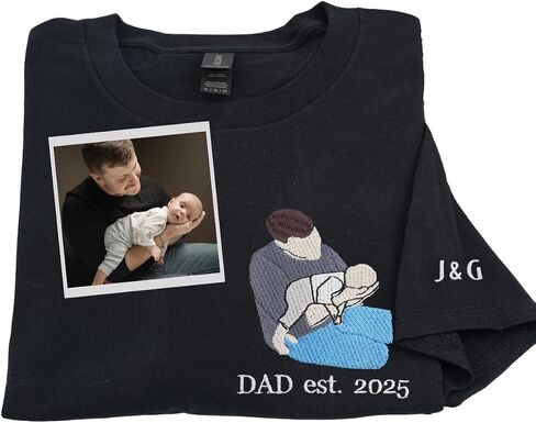 Custom Embroidered Dad Shirt – Personalized with Photo Gift for New Dad, First Father’s Day, or Birthday in Saudi Arabia