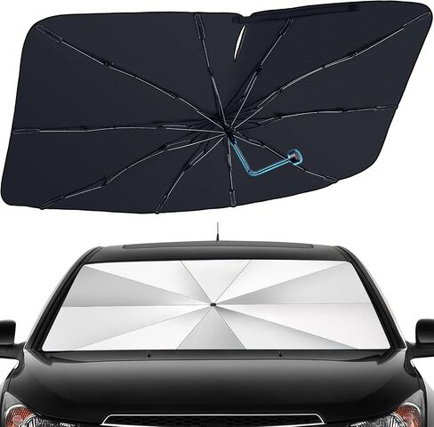 Windshield Sun Shade Umbrella - Foldable Car Window Shades, Reflective Car Sun Shade Windshield, Front Sun Shade for Cars Windshield for Hatchback, Truck, SUV, MPV (55"x31.5") in Kuwait