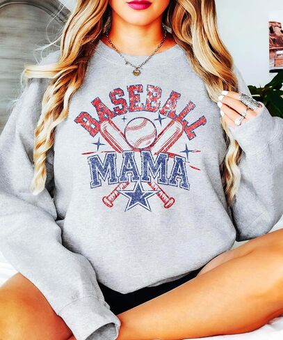 Olive Loves Apple Baseball Mama Sweatshirt for Women – Vintage Game Day Baseball Mom Pullover in Kuwait