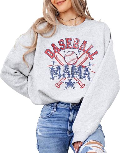 Olive Loves Apple Baseball Mama Sweatshirt for Women – Vintage Game Day Baseball Mom Pullover in Kuwait