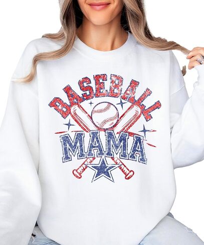 Olive Loves Apple Baseball Mama Sweatshirt for Women – Vintage Game Day Baseball Mom Pullover in Kuwait