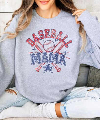 Olive Loves Apple Baseball Mama Sweatshirt for Women – Vintage Game Day Baseball Mom Pullover in Kuwait