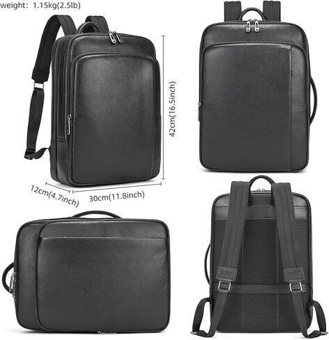Laptop Leather Travel Backpack For Men Carry On Back Pack For Business Work computer Backpacks Fit 15.6" Laptop in Saudi Arabia