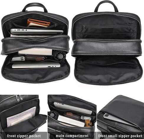 Laptop Leather Travel Backpack For Men Carry On Back Pack For Business Work computer Backpacks Fit 15.6" Laptop in Saudi Arabia