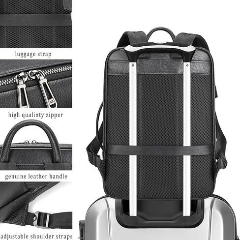 Laptop Leather Travel Backpack For Men Carry On Back Pack For Business Work computer Backpacks Fit 15.6" Laptop in Saudi Arabia