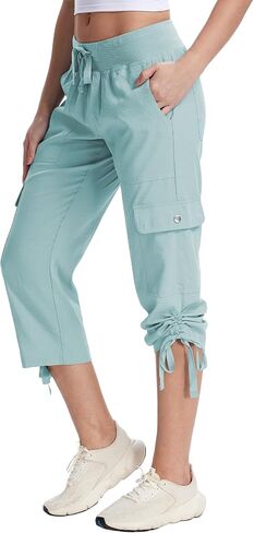 Pdbokew Women's Capri Pants with 6 Pockets Cargo Hiking Pants Lightweight Summer Casual Capris for Outdoor Travel in Saudi Arabia