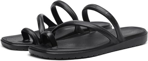 Arch Support Sandals for Women Square Toe Flip Flops with Comfortable Cushion Slides Lightweight Black Size 10 in Saudi Arabia