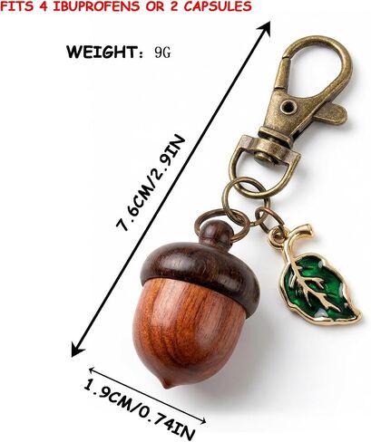 Rovian Keychain Pill Holder, Cute Acorn Small Pill Case, Waterproof Cottage Core Charm, Discrete Keychain Container, Mini Backpack Keychain for Women Purse Travel in Saudi Arabia