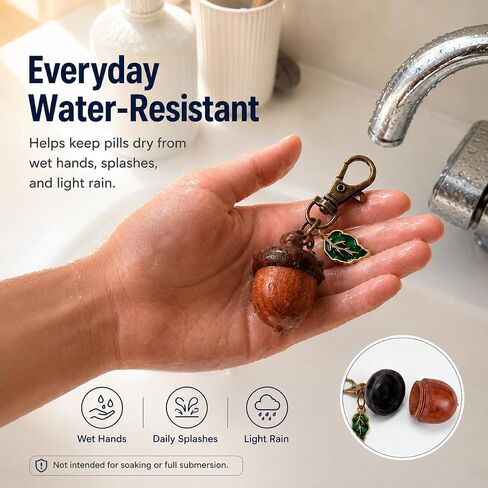 Rovian Keychain Pill Holder, Cute Acorn Small Pill Case, Waterproof Cottage Core Charm, Discrete Keychain Container, Mini Backpack Keychain for Women Purse Travel in Saudi Arabia