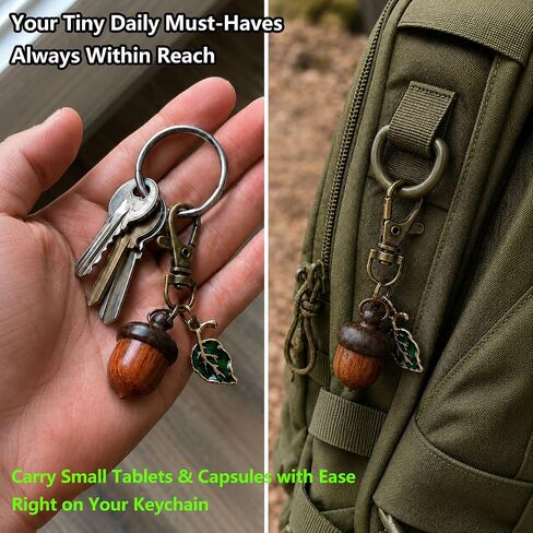 Rovian Keychain Pill Holder, Cute Acorn Small Pill Case, Waterproof Cottage Core Charm, Discrete Keychain Container, Mini Backpack Keychain for Women Purse Travel in Saudi Arabia