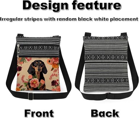 Dachshund Flower Crossbody Bag with Adjustable Strap Cute Dog Print with Garden Flowers for Dog Lover Adults Unique Gift for Sister's Birthday or Christmas Party​​ in Kuwait