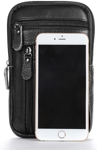 Leather Crossbody Bag for Men - Black Leather Fanny Pack, Mens Sling Bag Waist Pack for Outdoor in Kuwait
