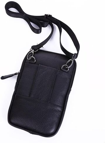 Leather Crossbody Bag for Men - Black Leather Fanny Pack, Mens Sling Bag Waist Pack for Outdoor in Kuwait
