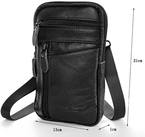 Leather Crossbody Bag for Men - Black Leather Fanny Pack, Mens Sling Bag Waist Pack for Outdoor in Kuwait