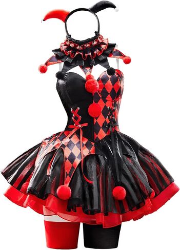 MEOWCOS Halloween Costume Set with Headband Collar Top Skirt Gloves and Stockings in Kuwait