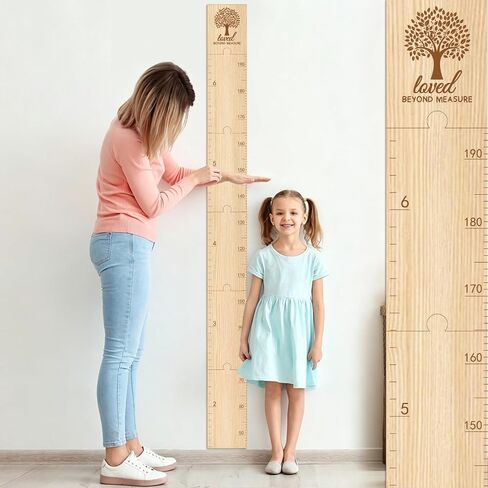 GUANKE Wooden Kids Height Chart for Wall, Natural Solid Wood Dual Scale (Feet/CM), Writable Growth Tracker, Easy Install Nursery Decor (Tree) in Kuwait