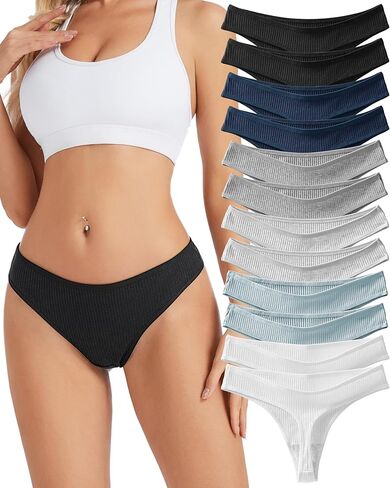 Sunm Boutique Cotton Thongs for Women, Low Rise Sexy Womens Underwear, Ribbed Cotton No Show Ladies Panties in Saudi Arabia