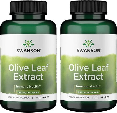 Swanson Olive Leaf Extract Capsules with 20% Oleuropein - (120 Capsules, 500mg Each) 3 Pack in Saudi Arabia