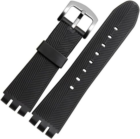 Rubber 23MM Black Strap Special Fit for Swatch Watch YOS440 449 401G 447 448 Irony Sports Waterproof Wristband Bracelet(Black sk) in Saudi Arabia