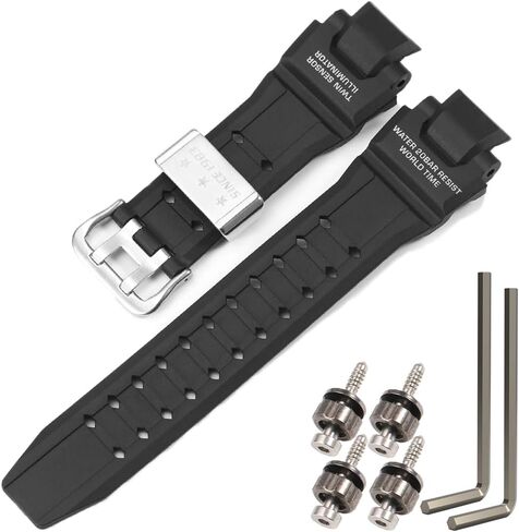 Resin Replacement Watch Band Compatible with Casio GA-1000 GA-1100 GW-A1000 GW-4000,Black Rubber Strap for Model 10435441 in Saudi Arabia
