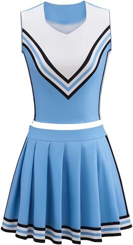 Olivia Cosplay Cheerleading Uniform Blue Tops Skirt Cheer Outfits Women Halloween Costume in Saudi Arabia