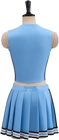 Olivia Cosplay Cheerleading Uniform Blue Tops Skirt Cheer Outfits Women Halloween Costume in Saudi Arabia