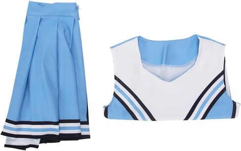 Olivia Cosplay Cheerleading Uniform Blue Tops Skirt Cheer Outfits Women Halloween Costume in Saudi Arabia