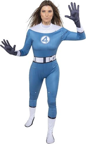 Invisible Woman Superhero Costume | Adult Full Body Outfit with Attached Gloves and Enclosed Feet in Kuwait