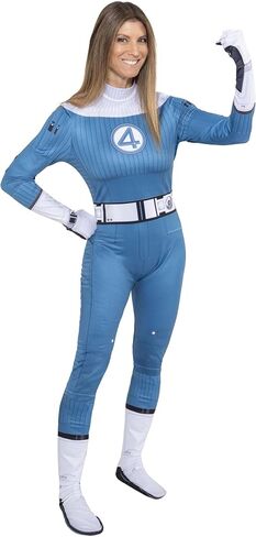 Invisible Woman Superhero Costume | Adult Full Body Outfit with Attached Gloves and Enclosed Feet in Kuwait