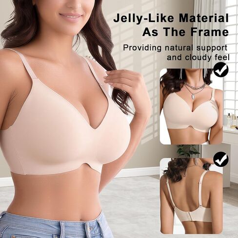 3 Pack Bra for Women No Underwire Seamless Full Coverage V-Neck Bralette with Adjustable Straps Removable Padding in Saudi Arabia