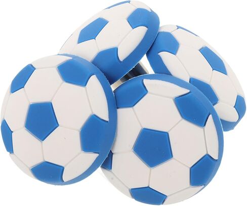 HANABASS 4pcs Cartoon Soccer Silicone Drawer Handles Round Cabinet Knobs ’ Wardrobe Pulls Blue White Soft Grip for Nursery and Room in Kuwait