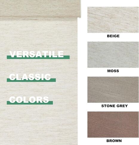Tonature Light Filtering Roller Blinds & Shades Cordless Blinds for Windows with Natural Woven Fabric, UV Protection Thermal Insulated Door Blinds, Easy to Install, 92" W x 60" H, Beige in Saudi Arabia