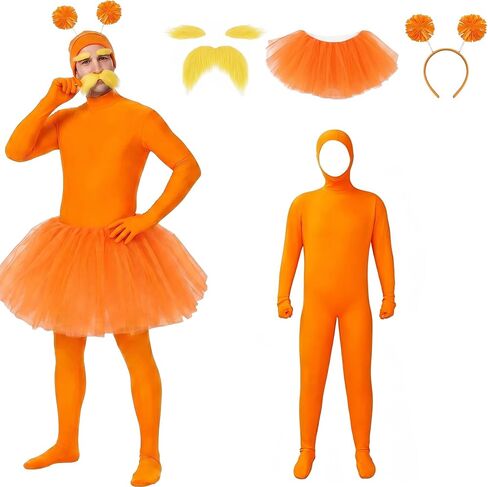 Orange Costume Yellow Mustache and Eyebrows Ballet Tutu Skirt Costume Set for Cosplay Halloween Christmas in Saudi Arabia