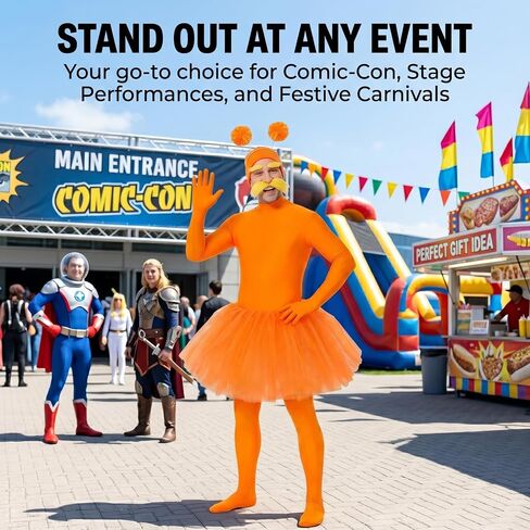 Orange Costume Yellow Mustache and Eyebrows Ballet Tutu Skirt Costume Set for Cosplay Halloween Christmas in Saudi Arabia