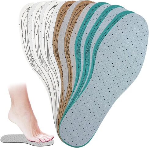 8 Pairs Unisex Cushioning Shoe Insoles, Latex Foam Breathable Perforated Inserts, Comfort Replacement Insoles for Walking, Men 5-11 Women 2-8 in Saudi Arabia