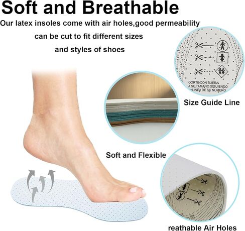 8 Pairs Unisex Cushioning Shoe Insoles, Latex Foam Breathable Perforated Inserts, Comfort Replacement Insoles for Walking, Men 5-11 Women 2-8 in Saudi Arabia