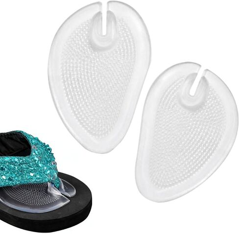 2 Pairs Transparent Self-Adhesive Silicone Gel Thong Sandal Forefoot Insoles Flip Flops Slippers Cushion Inserts Grip Pads Non Slip Pain Relief for Toe Posts Protectors for Women and Men in Saudi Arabia