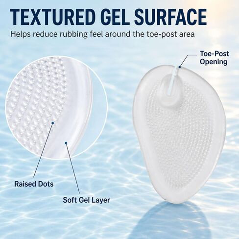 2 Pairs Transparent Self-Adhesive Silicone Gel Thong Sandal Forefoot Insoles Flip Flops Slippers Cushion Inserts Grip Pads Non Slip Pain Relief for Toe Posts Protectors for Women and Men in Saudi Arabia