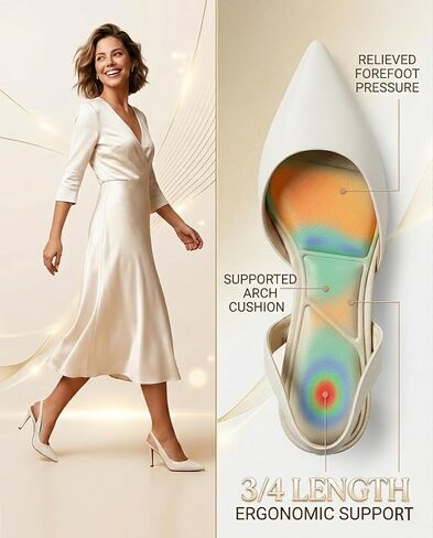 3/4 High Heel Cushion Inserts for Women - Premium Invisible Shoe Insoles Prevent Feet from Sliding Forward - Comfort Faux Leather Shoe Pads for Pumps, Sandals, Flats - 2 Pairs (Black/Large) in Saudi Arabia