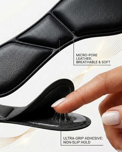 3/4 High Heel Cushion Inserts for Women - Premium Invisible Shoe Insoles Prevent Feet from Sliding Forward - Comfort Faux Leather Shoe Pads for Pumps, Sandals, Flats - 2 Pairs (Black/Large) in Saudi Arabia