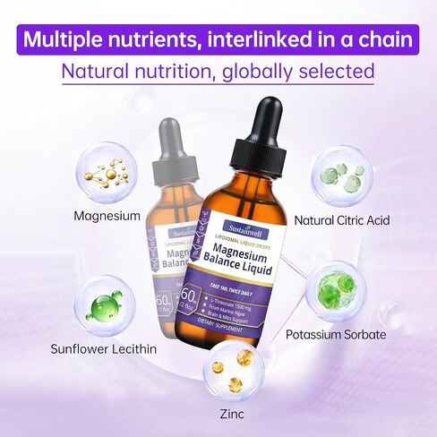 Magnesium L-Threonate Liquid Drops Magnesium L Threonate Supplement 1500mg High Absorption Brain Supplement for Memory Focus Sleep Sugar Free Vegan 4.08 Fl Oz(2 Pack) GMP Certified for Kids and Adults in Saudi Arabia
