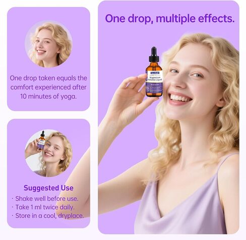 Magnesium L-Threonate Liquid Drops Magnesium L Threonate Supplement 1500mg High Absorption Brain Supplement for Memory Focus Sleep Sugar Free Vegan 4.08 Fl Oz(2 Pack) GMP Certified for Kids and Adults in Saudi Arabia