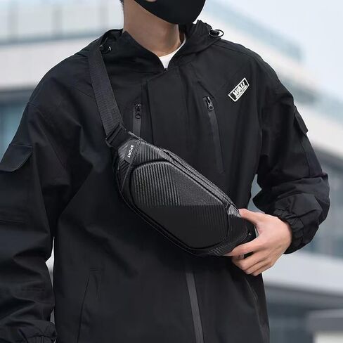 O-TBOST Carbon Fiber Crossbody Bag for Men Small Waist Fanny Pack for Travel Cycling in Saudi Arabia