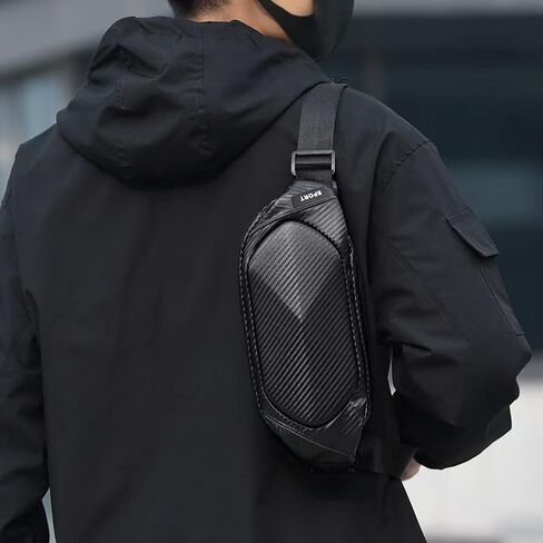 O-TBOST Carbon Fiber Crossbody Bag for Men Small Waist Fanny Pack for Travel Cycling in Saudi Arabia