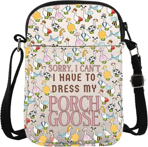Porch Goose Lovers Crossbody Bag Cartoon Duck Meme Gift Silly Geese Gift Sorry I Can’t I Have To Dress My Pouch Goose Bag in Kuwait